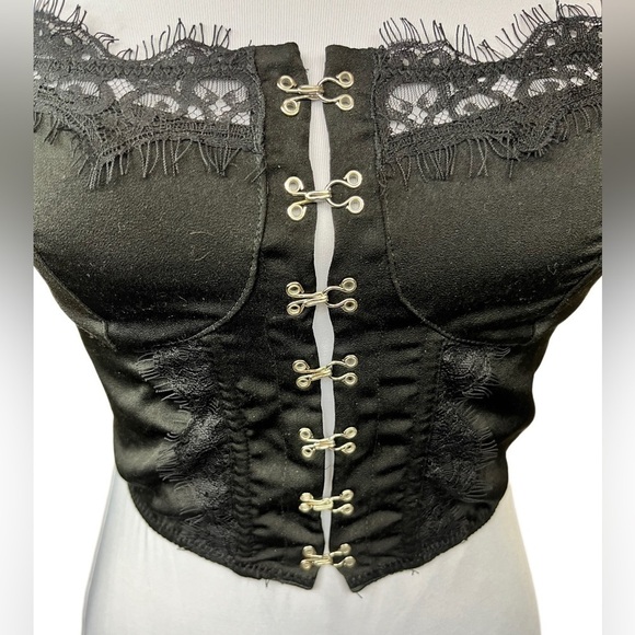 ASOS Corset Cami Lace Insert Adjustable Straps Elastic Bottom Hook-Eye Closure - Picture 2 of 12